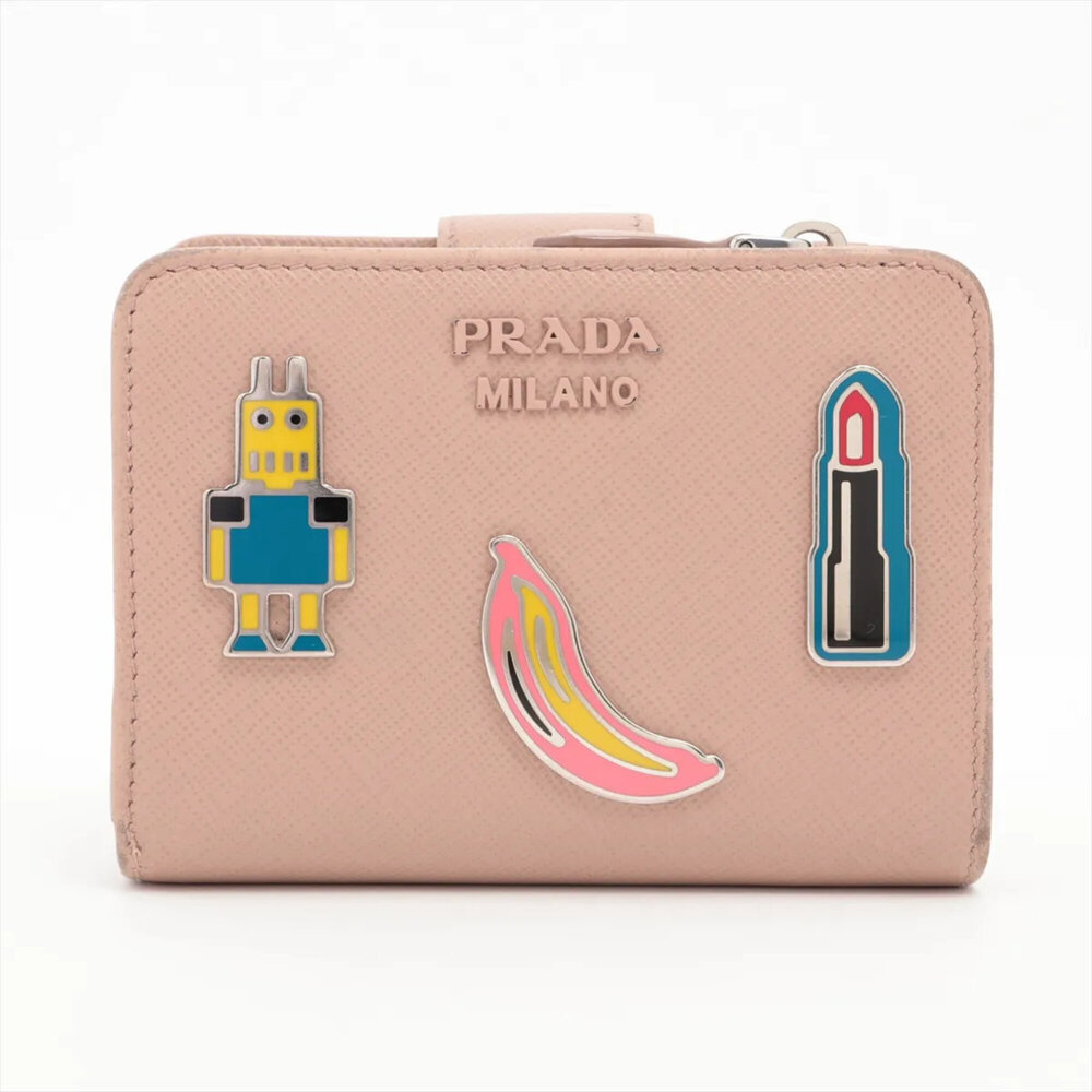 Prada Saffiano Leather 1ML018 Bi-fold Wallet Compact for Women
